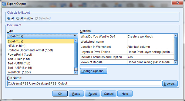 SPSS Output exporteren naar Excel