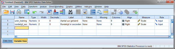 SPSS variabelen definieren